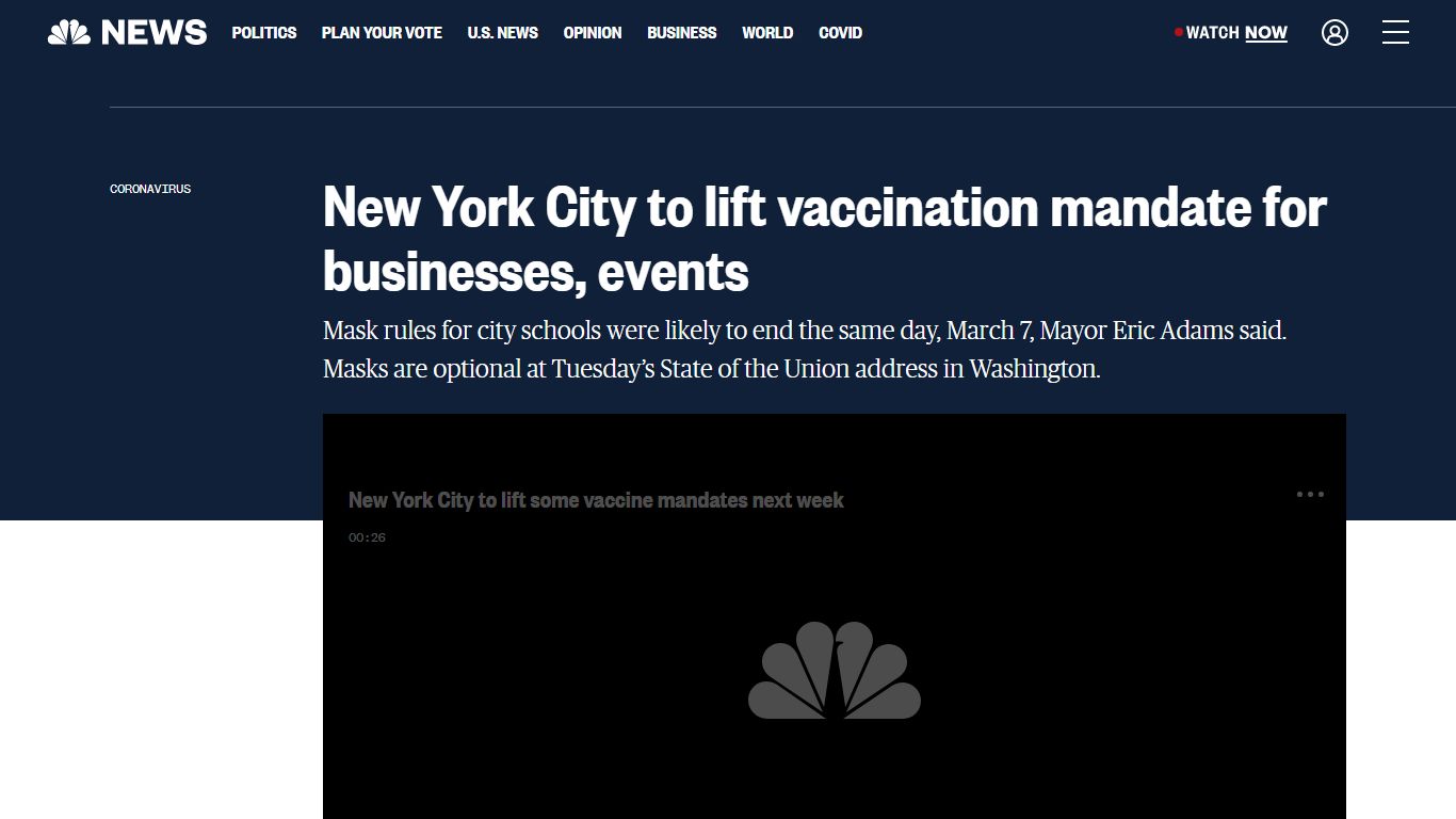 New York City to lift vaccination mandate for businesses, events - NBC News